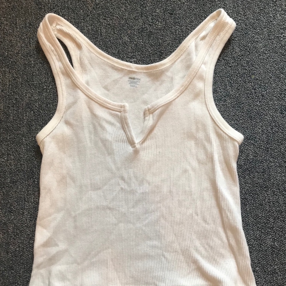 Brandy Melville white v neck notch tank never worn